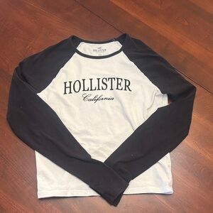 Hollister Black and White Raglan Tee
